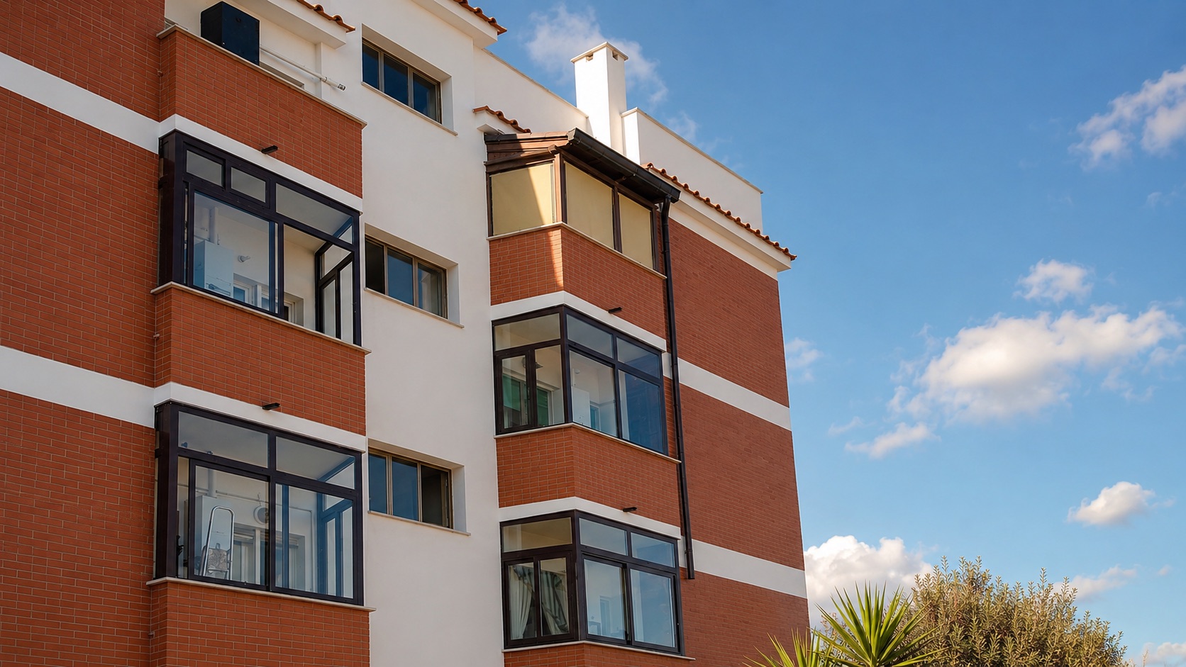 Palazzo residenziale con infissi in alluminio