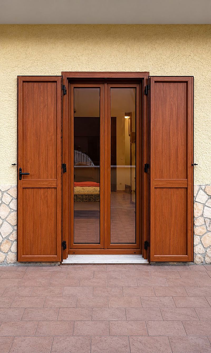 Portafinestra con scuri effetto legno
